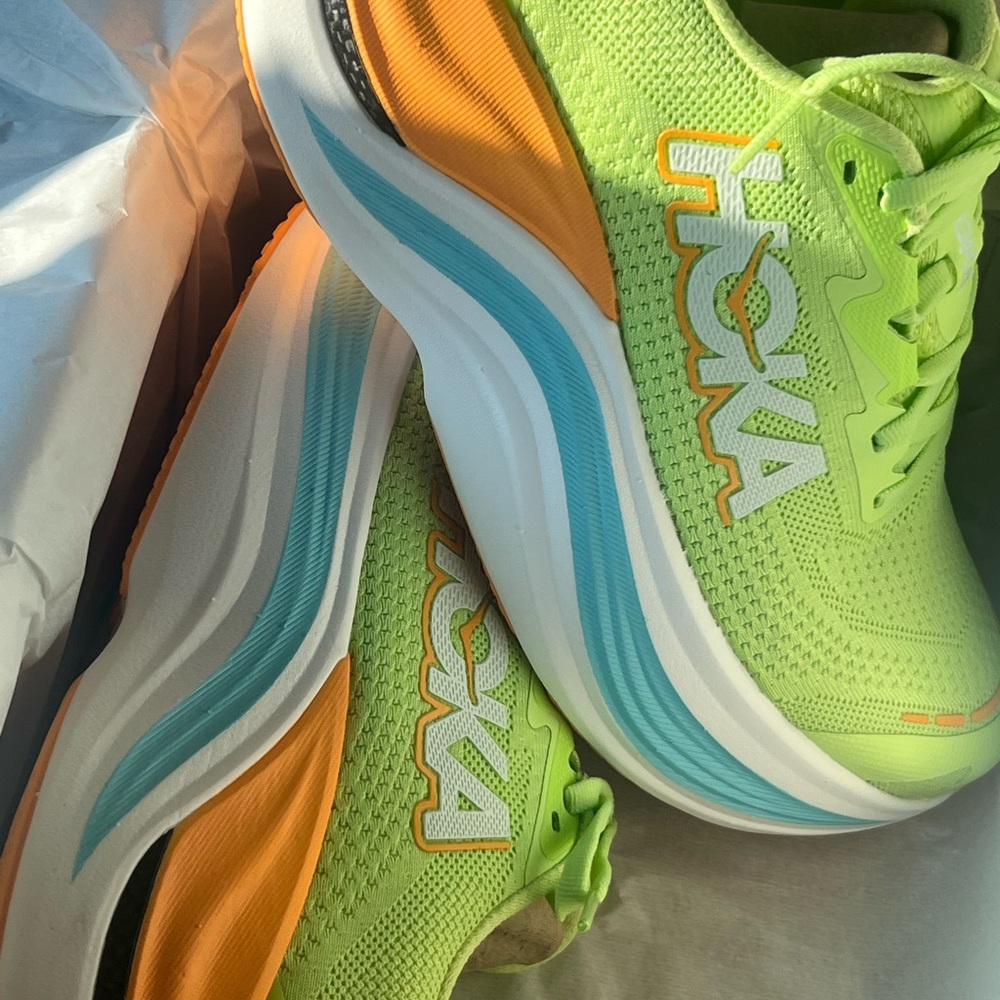 Hoka Lime Green and Orange Sneakers